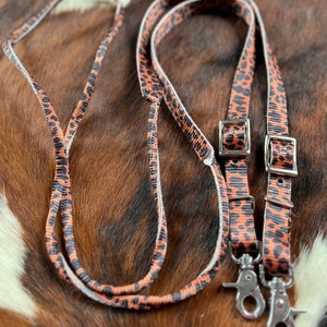 8ft Cheetah Print nylon reins