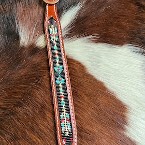 Leather Beaded Arrow Inlay Dog Collar