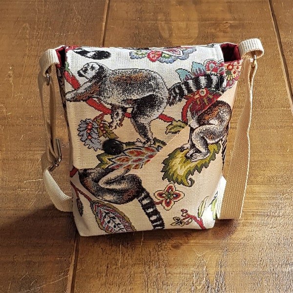 Lemur cross body bag - Tapestry style cotton bag