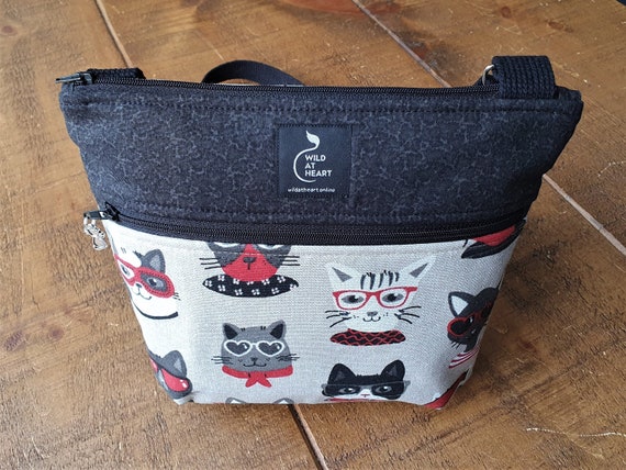 Cat Bag Cool Cats Canvas Cross Body Bag Etsy