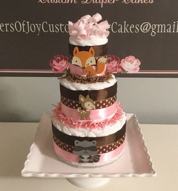 woodland creatures diaper cake