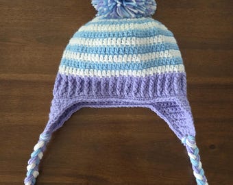 Crochet Beanie with Ear Flaps and Pom-Pom – Cozy & Stylish Winter Hat - Handmade