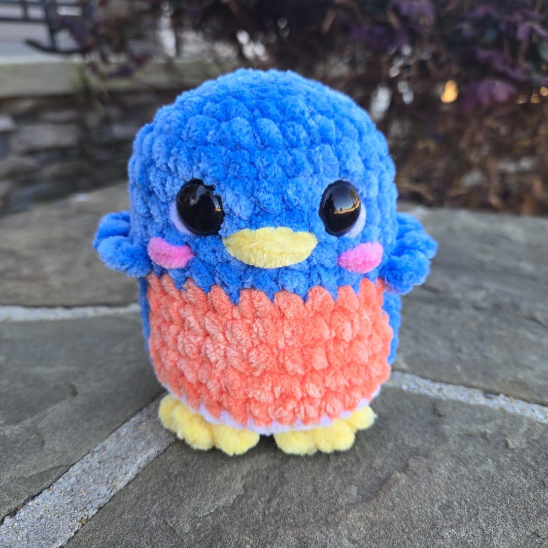 Crochet Bluebird Plush Toy: Handmade Amigurumi Bird, Nature Decor ...