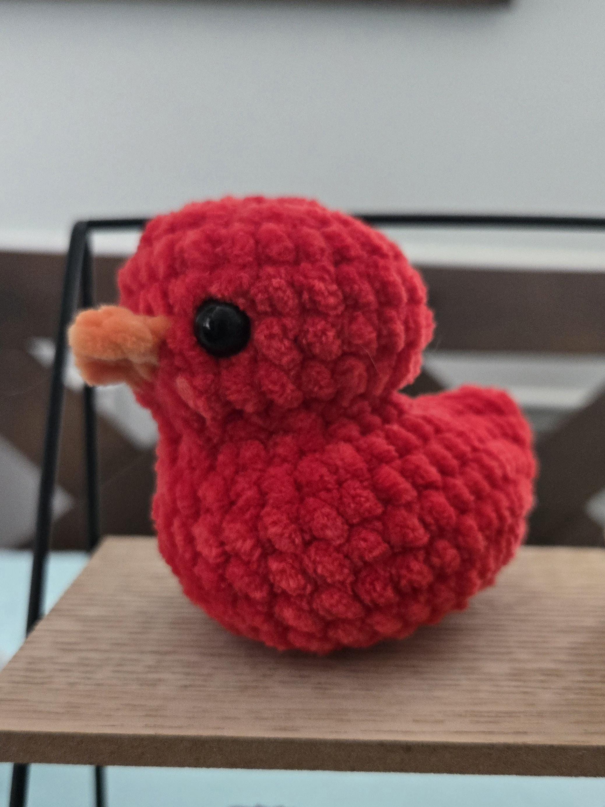 Crochet Rubber Ducky Plush – Soft Chenille Yellow Duck – Amigurumi Bath Toy – Kawaii Duck – Handmade Baby Gift – Nursery Decor – Jeep Duck - Thumbnail 4