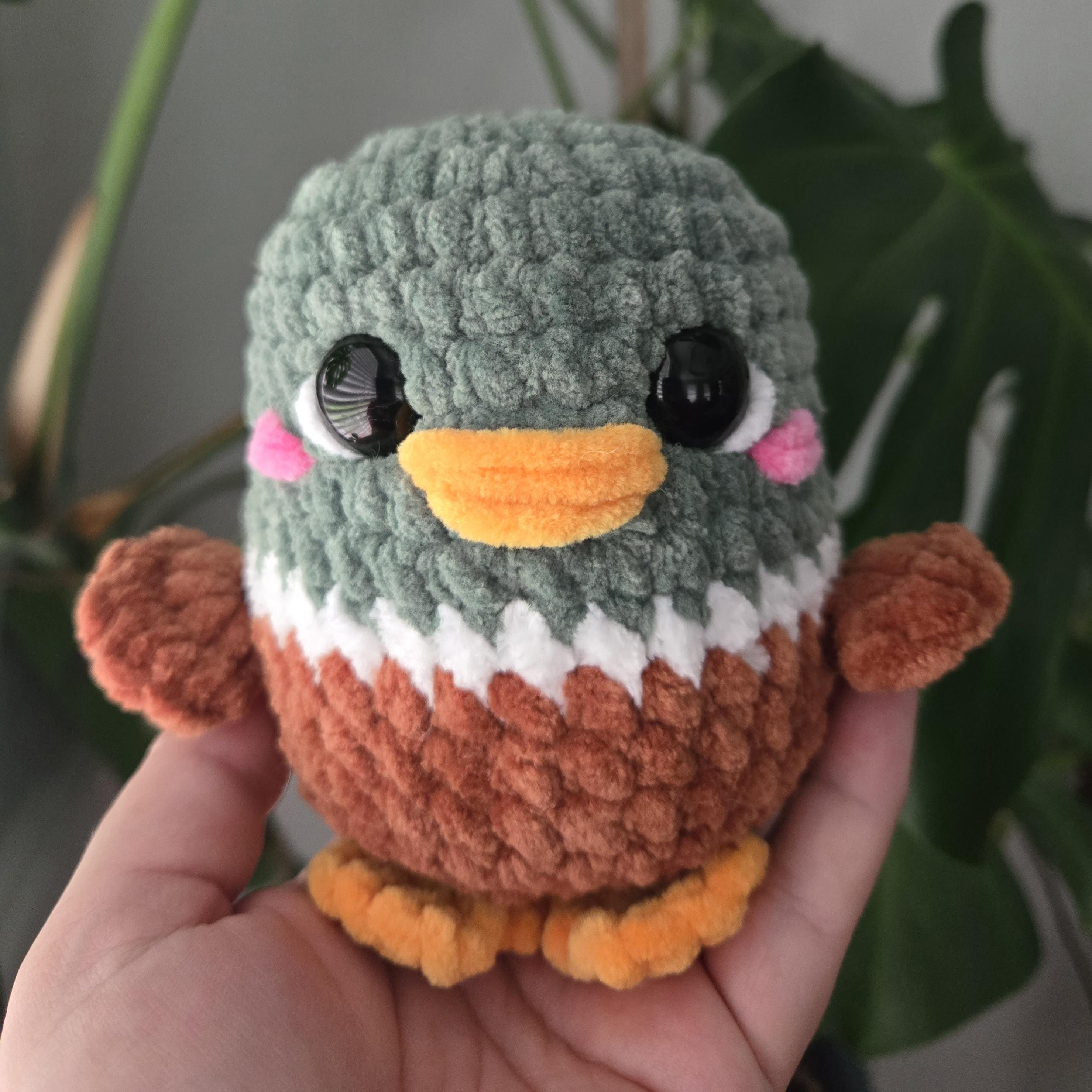 Crochet Mallard Duck Plush – Soft Chenille Amigurumi Duck – Handmade Wildlife Stuffed Animal – Gift for Duck Lovers