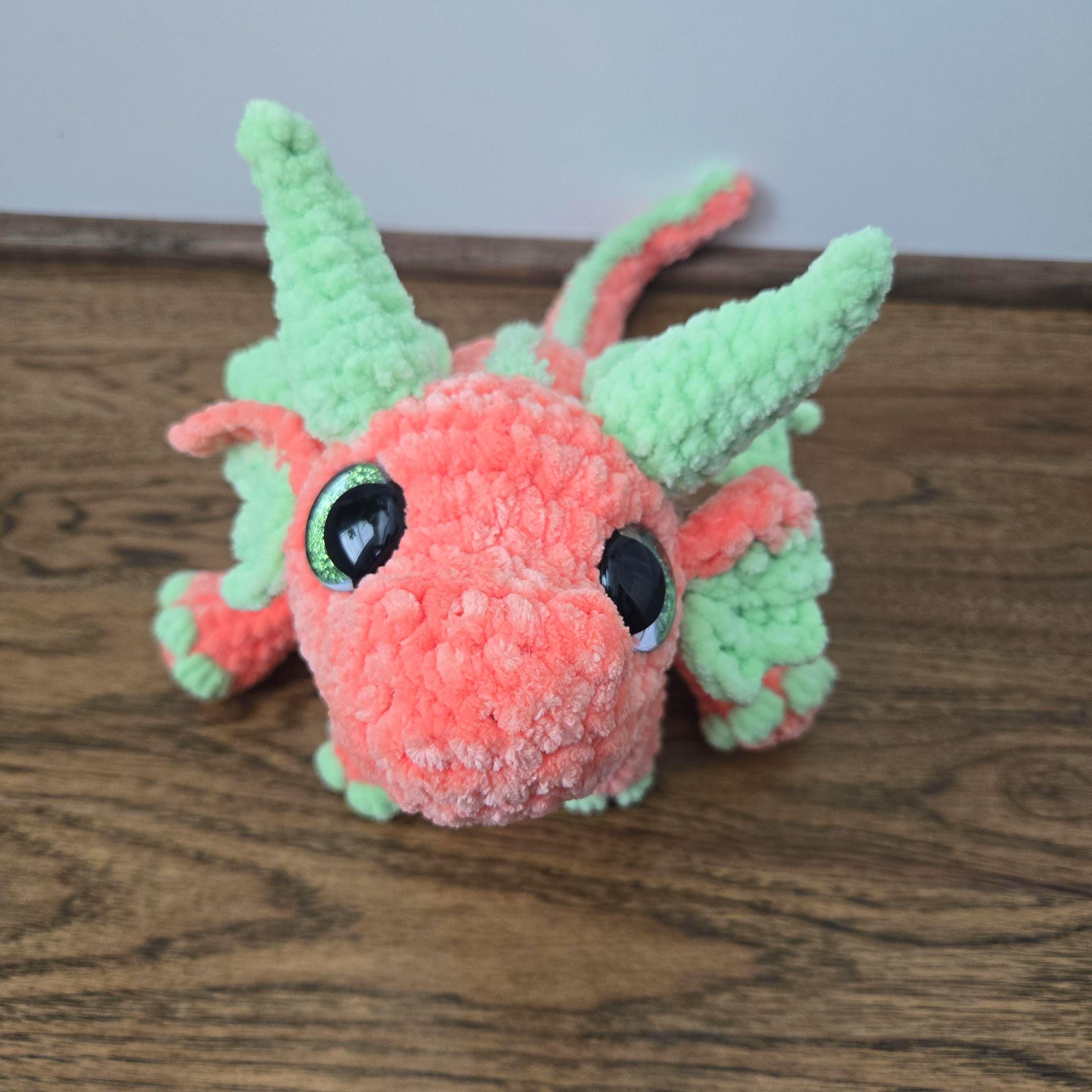 Crochet Dragon Plush – Handmade Amigurumi Stuffed Animal, Fantasy Creature Toy, Orange & Green Dragon Lover Gift - Thumbnail 4