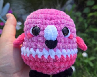 Crochet Flamingo Plush – Soft Chenille Amigurumi Flamingo – Handmade Pink Bird Toy – Tropical Nursery Decor – Bird Lover Gift