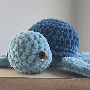 Crochet Sea Turtle Plush – Soft Chenille Yarn Turtle – Handmade Ocean Animal – Stuffed Sea Creature Toy – Gift for Turtle Lovers