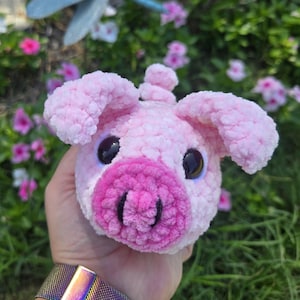 Crochet Pig Plush: Soft Chenille Amigurumi, Handmade Stuffed Animal