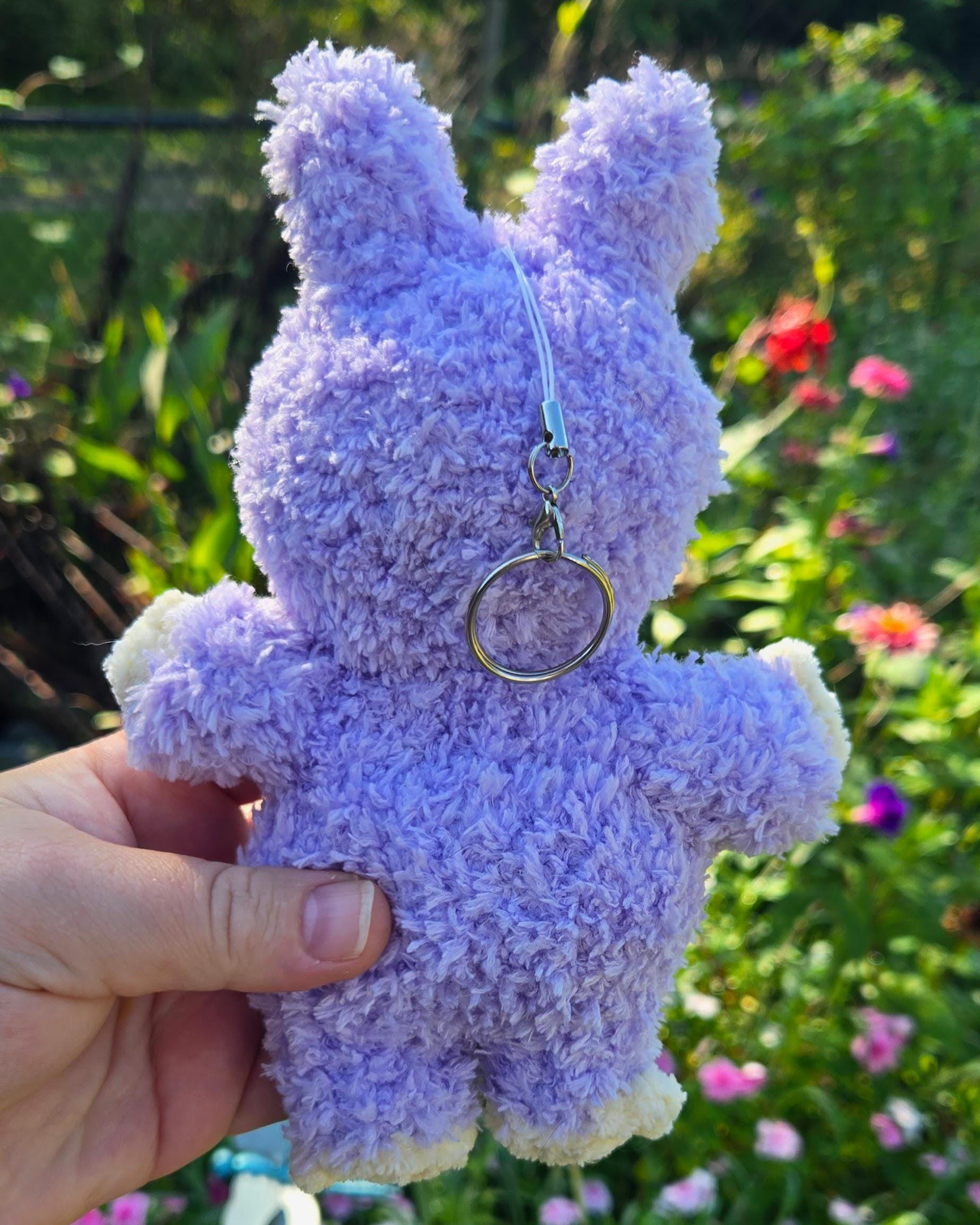 Crochet Labubu Keychain – Handmade Fuzzy Purple Amigurumi Plush, Cute Mini Stuffed Animal, 8” Soft Toy Gift - Thumbnail 6