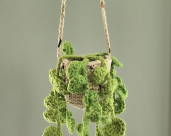 Crochet Hanging Plant Plush – Plush Houseplant – Soft Fake Plant – Kawaii Hanging Decor – Handmade Plant Toy – No Water Needed! - Short