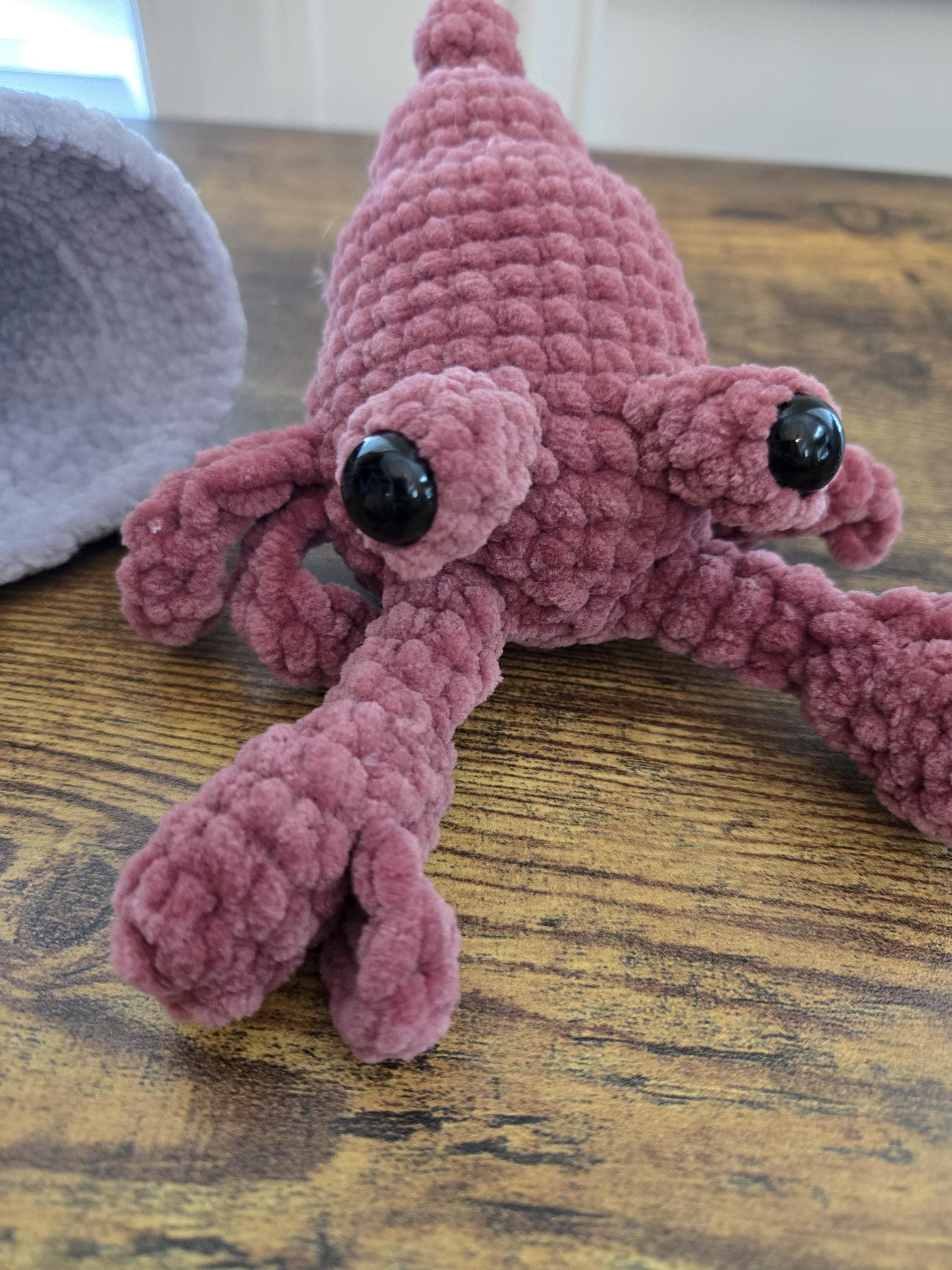 Crochet Hermit Crab Plush – Removable Shell Amigurumi – Handmade Sea Creature Plushie – Ocean Animal Toy – Cute Marine Gift - Thumbnail 4