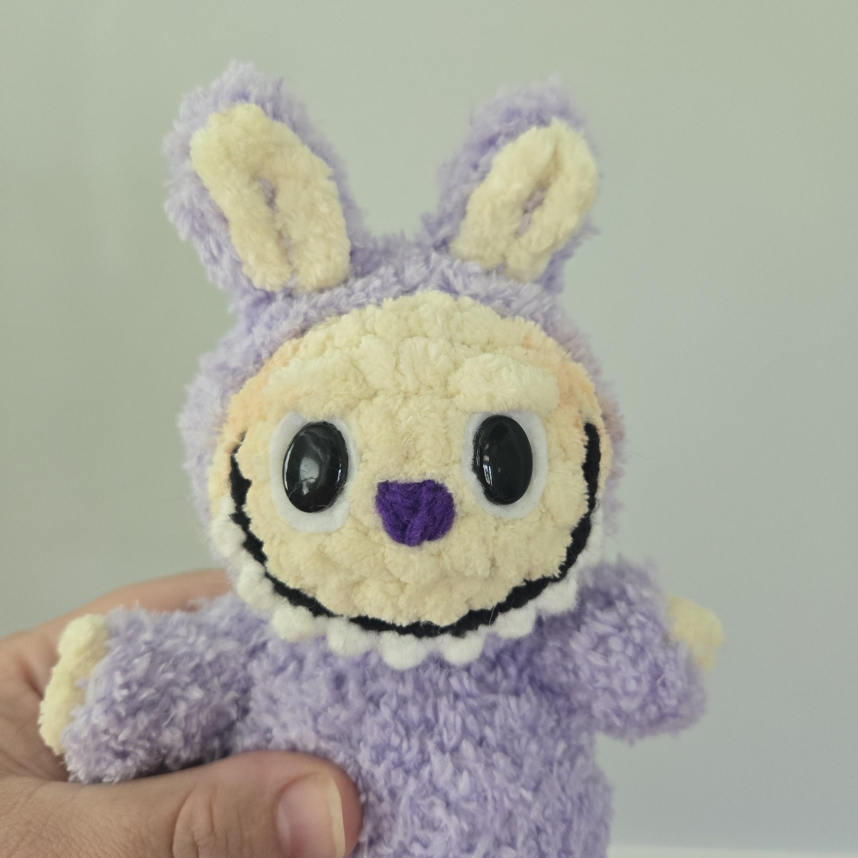 Crochet Labubu Keychain – Handmade Fuzzy Purple Amigurumi Plush, Cute Mini Stuffed Animal, 8” Soft Toy Gift - Thumbnail 4