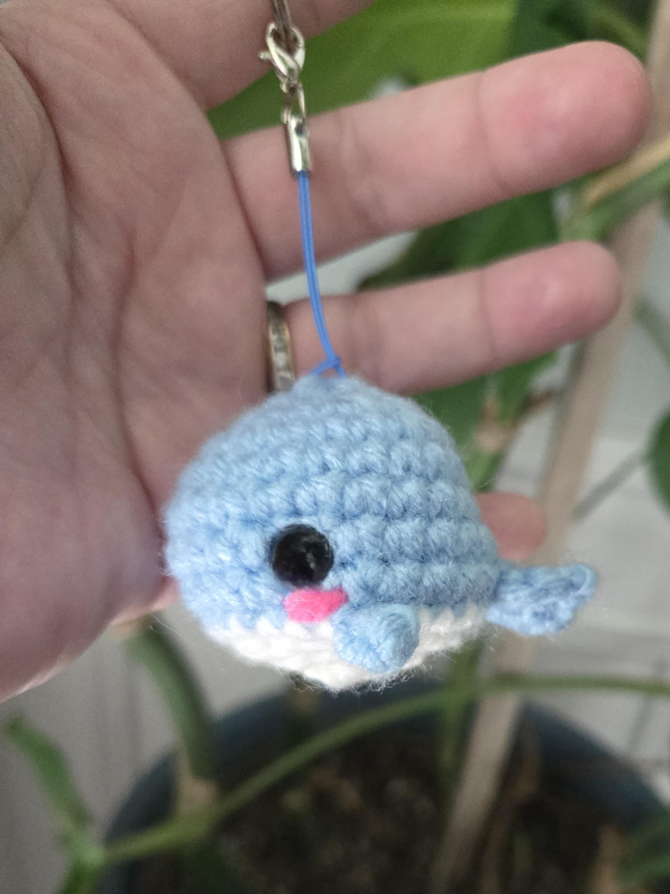 Mini Crochet Whale Plush – or keychain - Handmade Blue & White Whale – Cute Ocean Animal Gift – Tiny Stuffed Whale Toy - Thumbnail 6