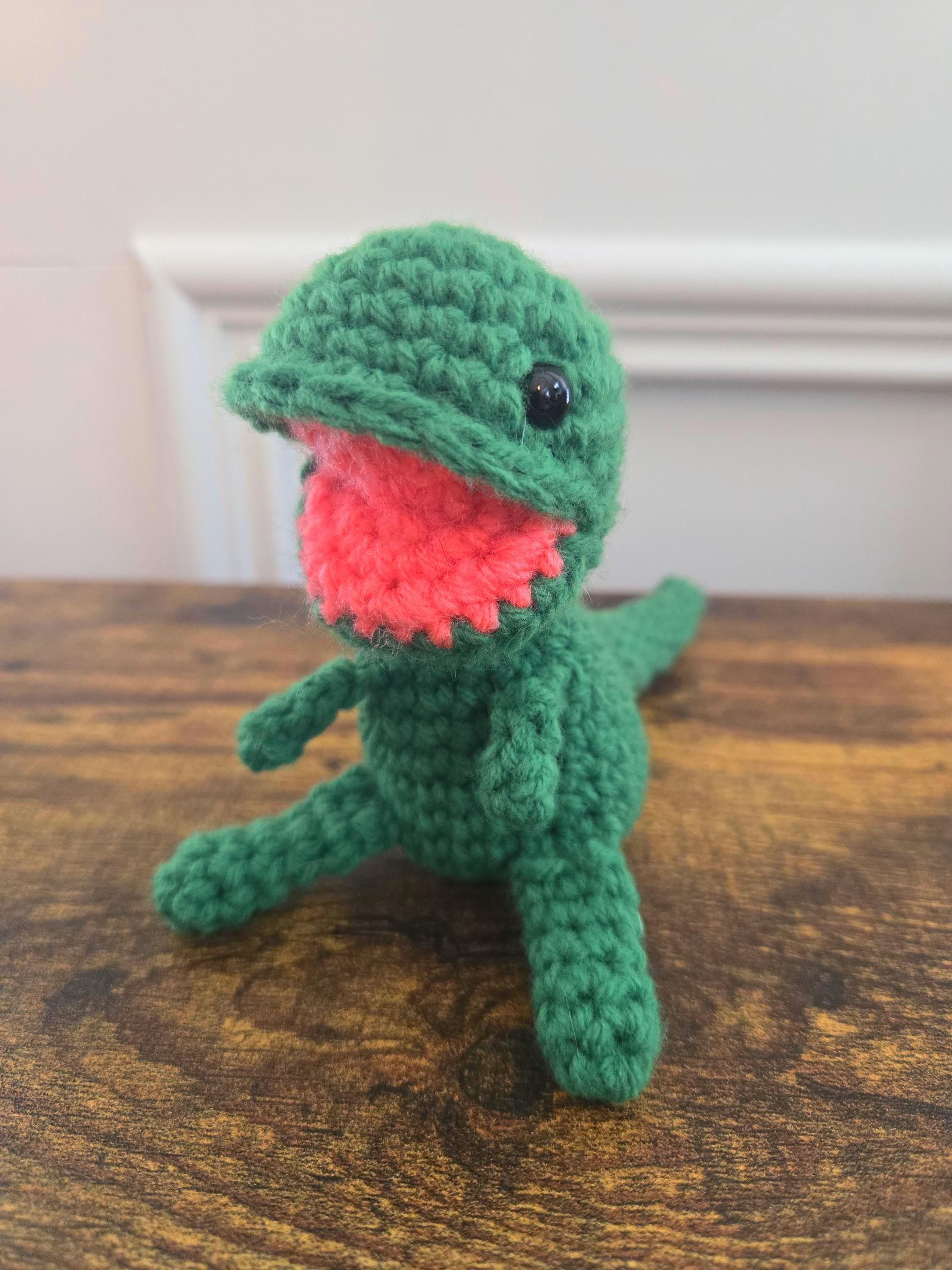 Crochet Dinosaur Plush – Open Mouth Dino Toy – Handmade Soft Stuffed Animal – Cute Dinosaur Plushie – Kawaii Dino Gift - Image 1
