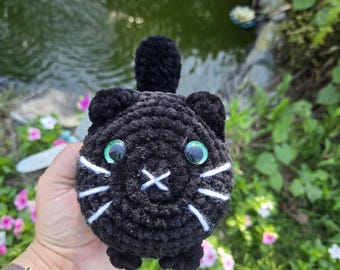 Black Crochet Cat Loaf Plushie – Handmade Chonky Cat – Cute Amigurumi Plush – Soft Kitty Toy – Perfect Gift for Cat Lovers & Kawaii Fans