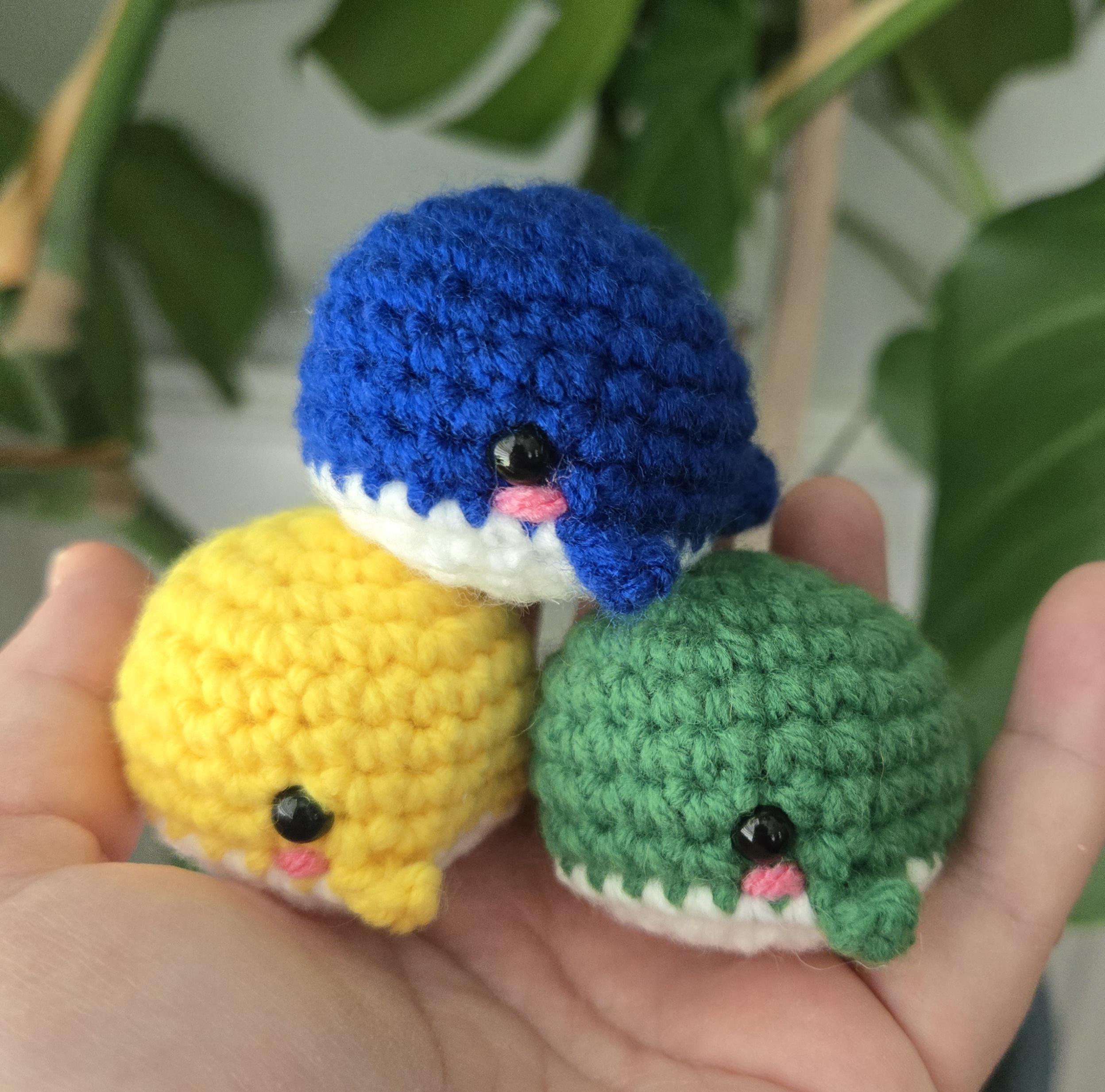 Mini Crochet Whale Plush – or keychain - Handmade Blue & White Whale – Cute Ocean Animal Gift – Tiny Stuffed Whale Toy - Thumbnail 3