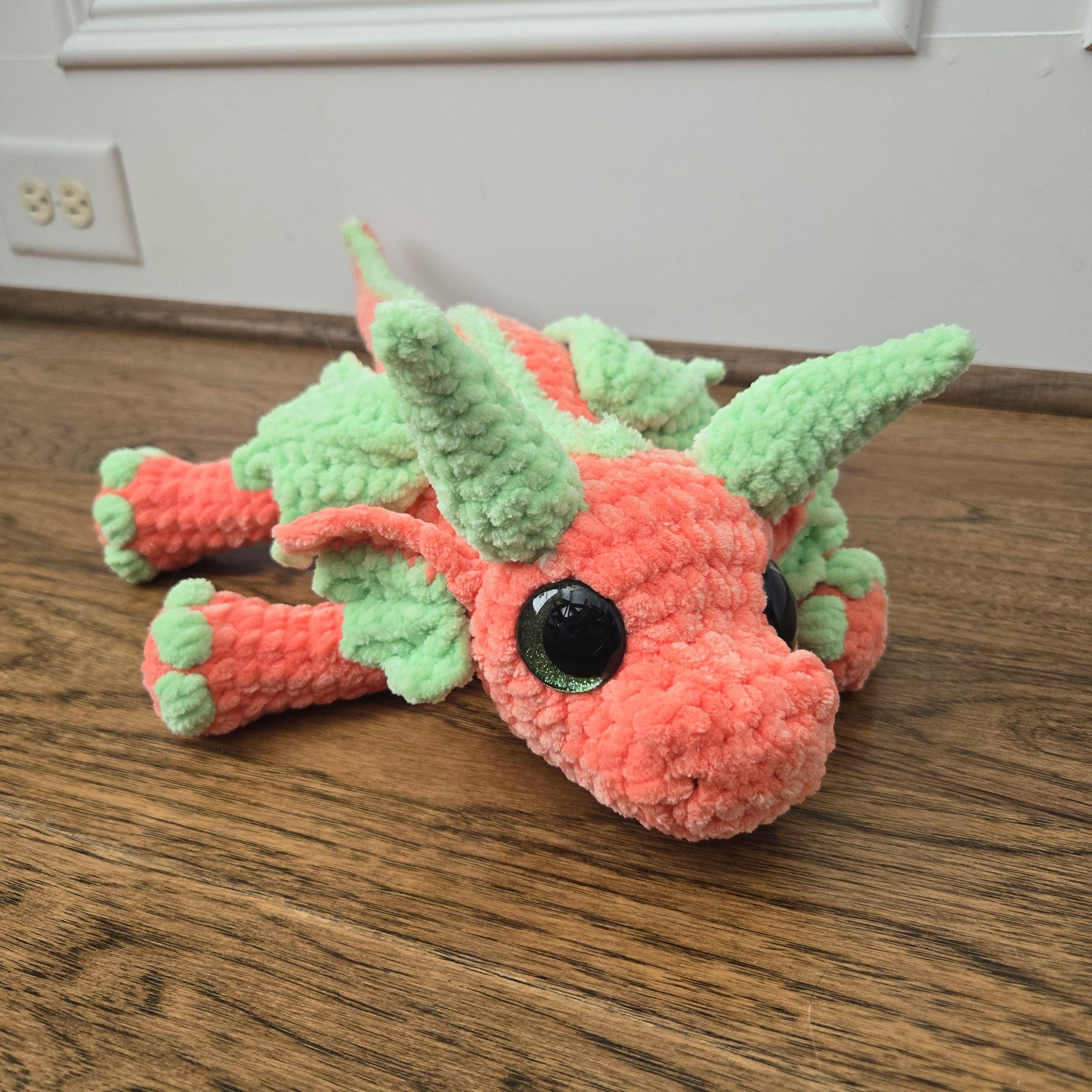 Crochet Dragon Plush – Handmade Amigurumi Stuffed Animal, Fantasy Creature Toy, Orange & Green Dragon Lover Gift - Thumbnail 5