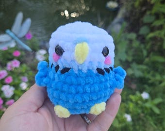 Crochet Budgie Plush – Soft Chenille Parakeet – Handmade Amigurumi Bird Toy – Bird Lover Gift – Cute Pet Budgerigar Plushie