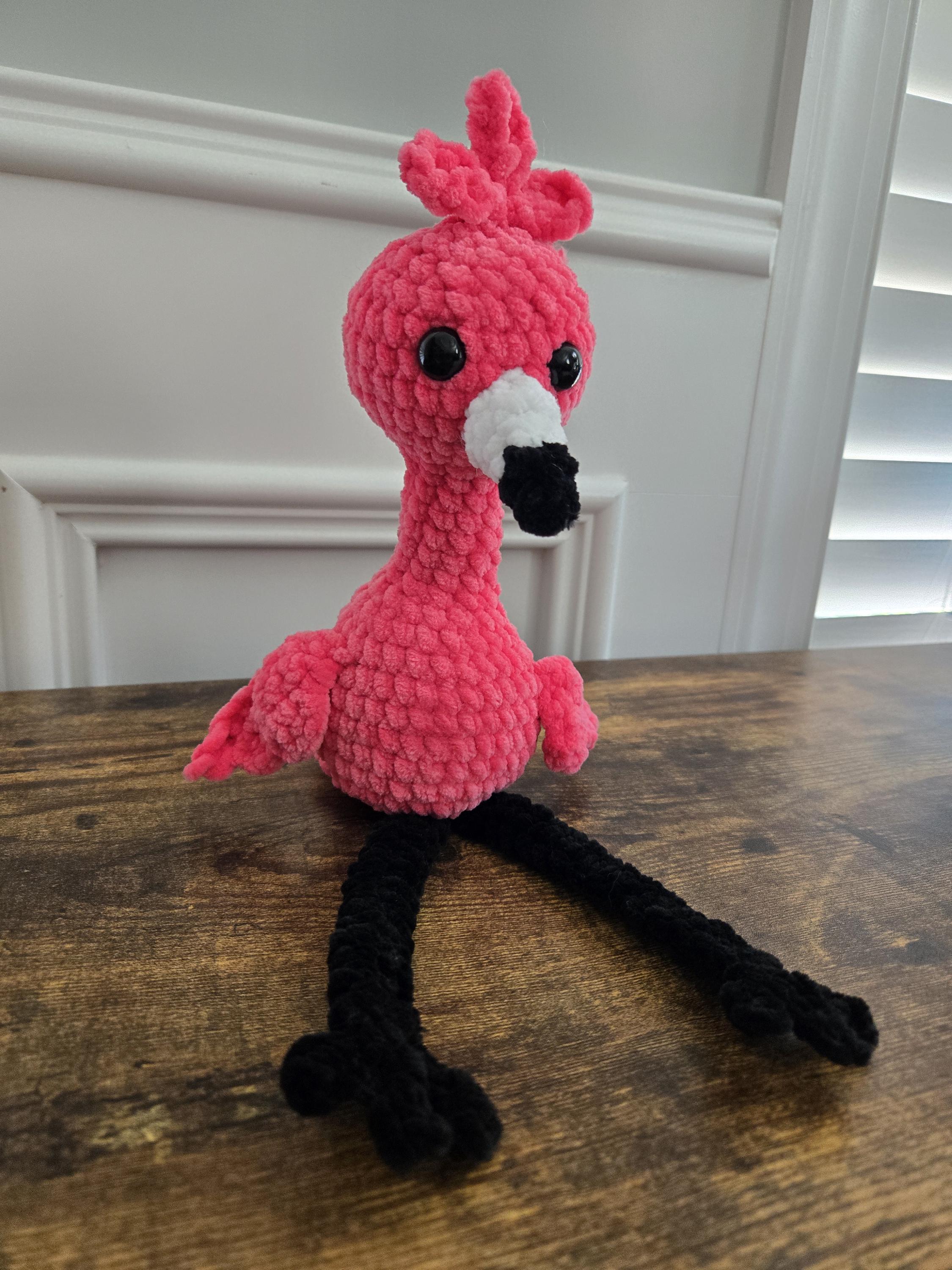 Crochet Flamingo Plush – Handmade Stuffed Flamingo – Tropical Bird Toy – Cute Animal Plushie – Flamingo Lover Gift – Soft and Squishy - Thumbnail 3