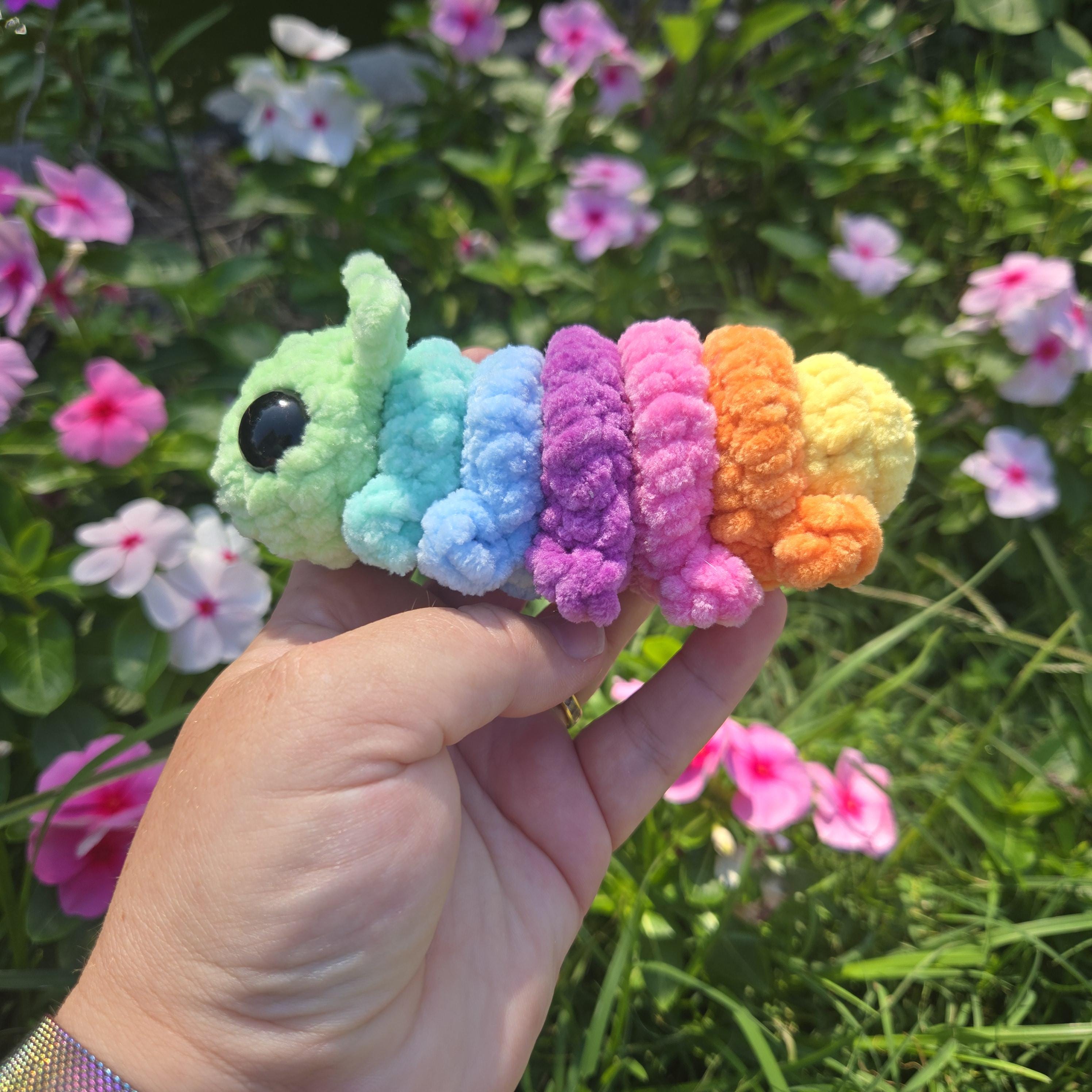 Crochet Caterpillar Fidget – Handmade Sensory Plush – Soft Fidget Toy – Wiggly Bug Plushie – Cute Stress Relief Gift for Kids & Adults, Smal - Thumbnail 2