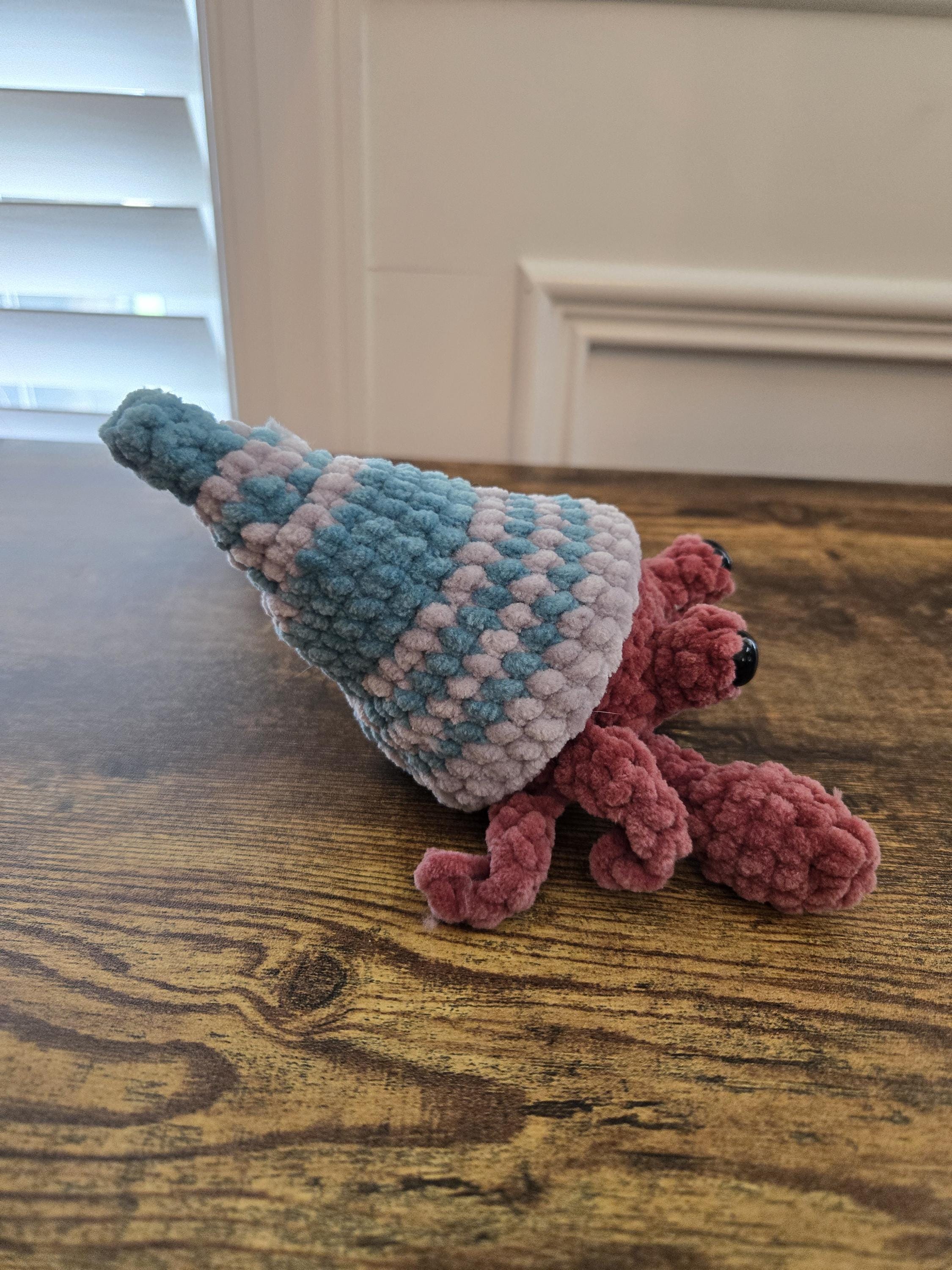 Crochet Hermit Crab Plush – Removable Shell Amigurumi – Handmade Sea Creature Plushie – Ocean Animal Toy – Cute Marine Gift - Thumbnail 6