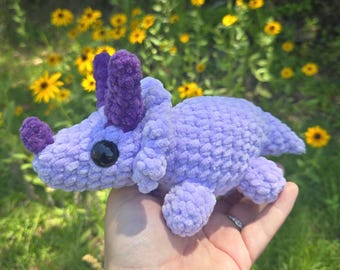 Crochet Triceratops Plush – Soft Chenille Dinosaur – Handmade Amigurumi Dino – Cute Stuffed Animal – Gift for Dinosaur Lovers
