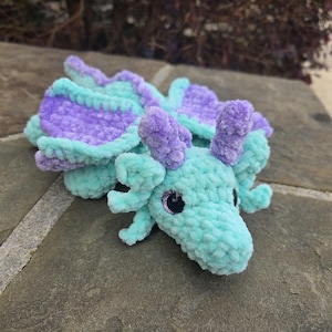 Custom Dragon Plush 14" - Handmade Crochet - Pick Your Colors - Glitter Eyes