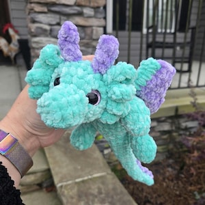 Custom Crochet Dragon Plush Handmade Stuffed Animal Pick Your Colors Glitter Eyes Fantasy Gift Kawaii Amigurumi
