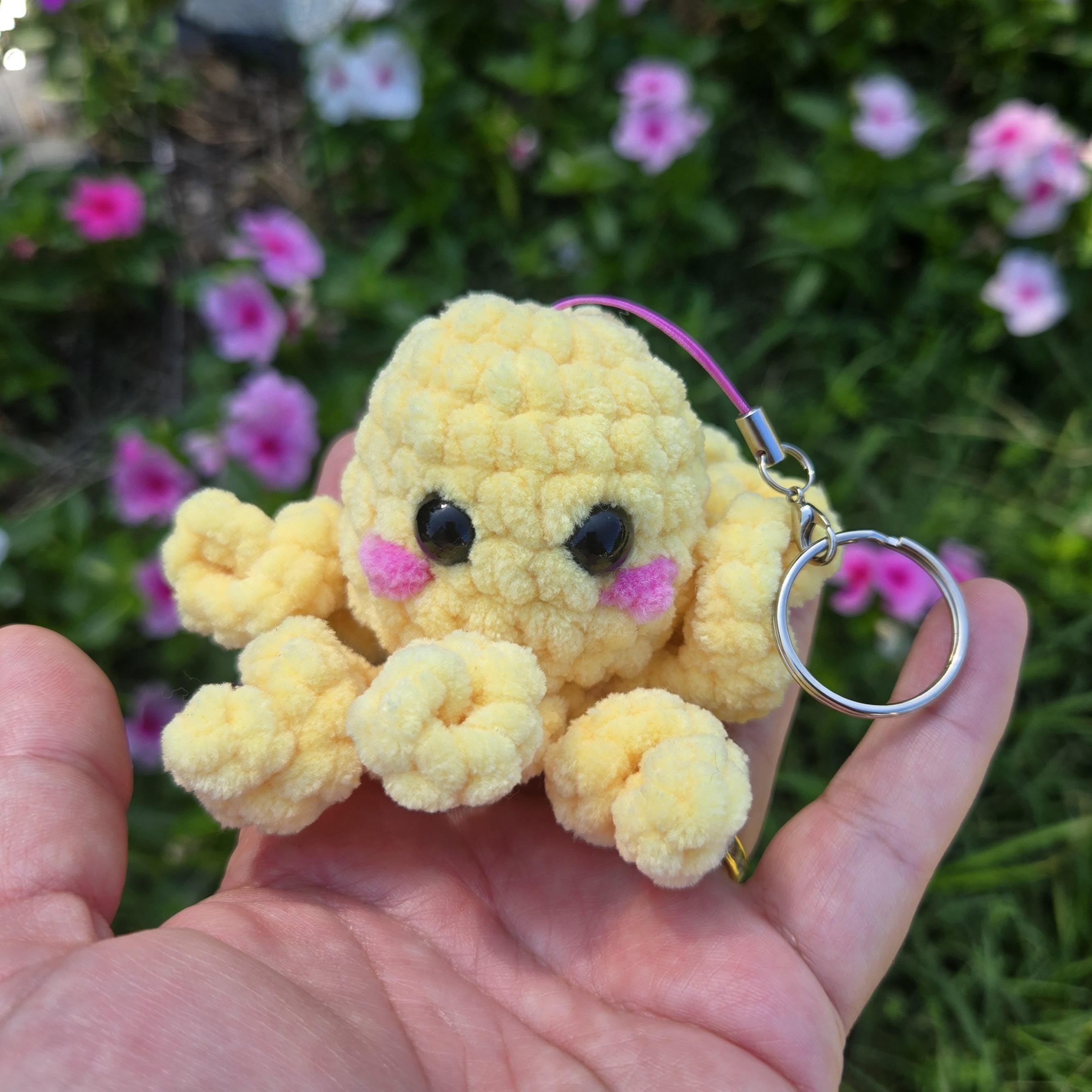 Mini Crochet Octopus Keychain – Handmade Amigurumi Octopus – Cute Kawaii Plush Keychain – Ocean Animal Bag Charm – Small Gift