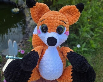 Crochet Fox Plush – Soft Chenille Amigurumi Fox – Handmade Woodland Animal – Cute Stuffed Fox Toy – Fox Lover Gift – Kawaii Plushie