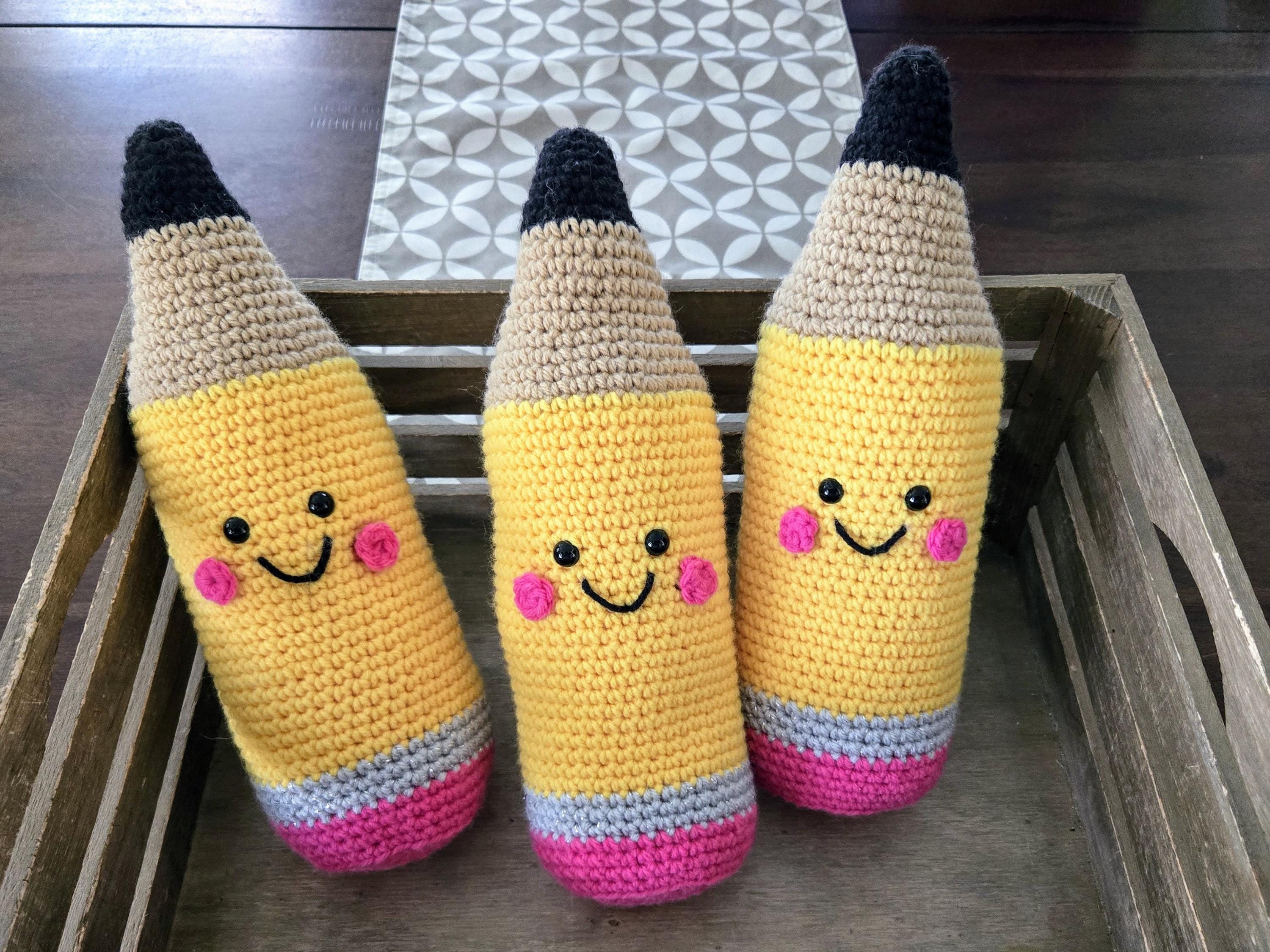 Crochet Pencil Plushie – Cute Teacher Gift, Desk Decor, Classroom Accessory, Amigurumi - Handmade - Thumbnail 3