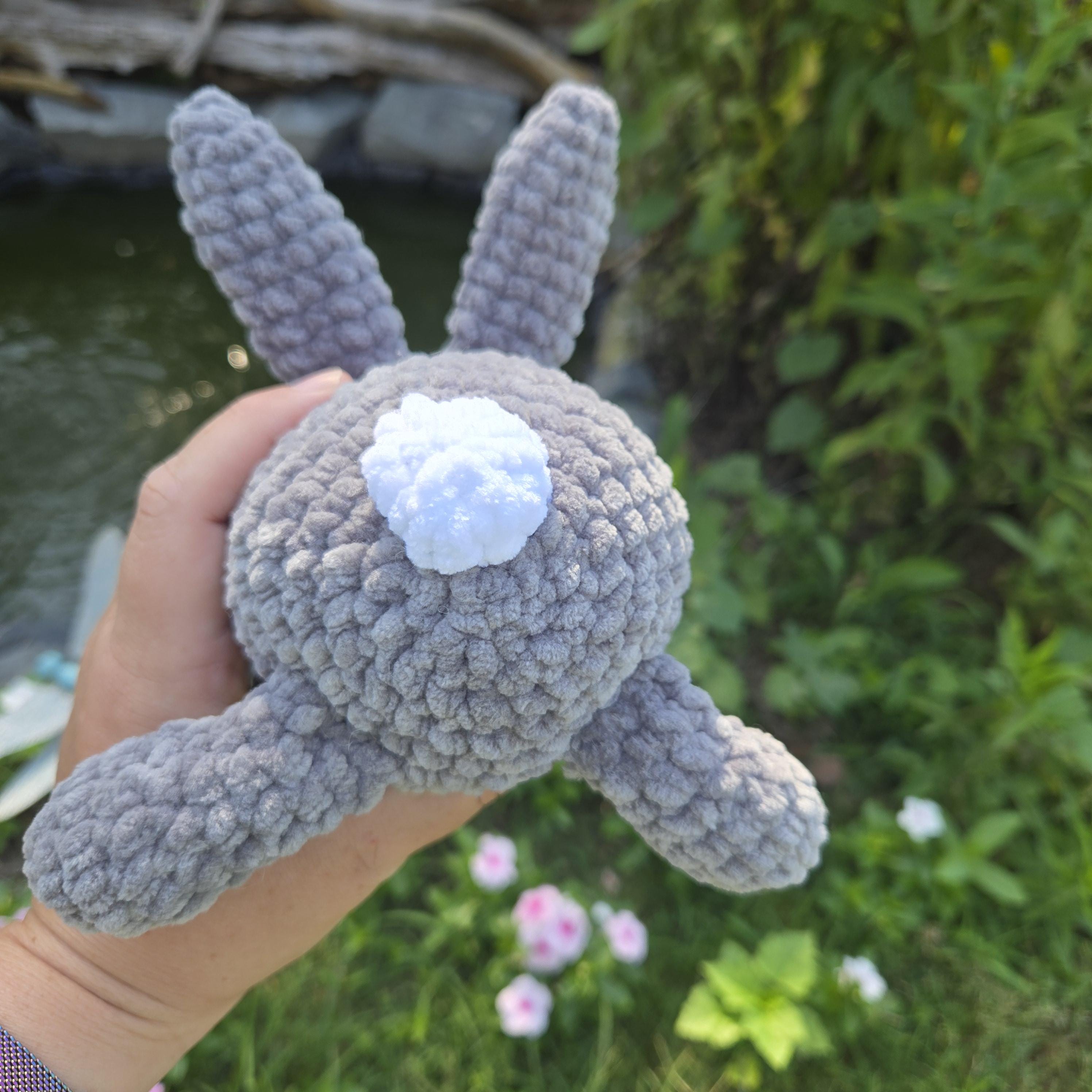 Gray Crochet Bunny Plush – Soft Chenille Rabbit Toy – Handmade Stuffed Animal – Cute Plush Bunny – Kawaii Gift for Bunny Lovers - Thumbnail 6
