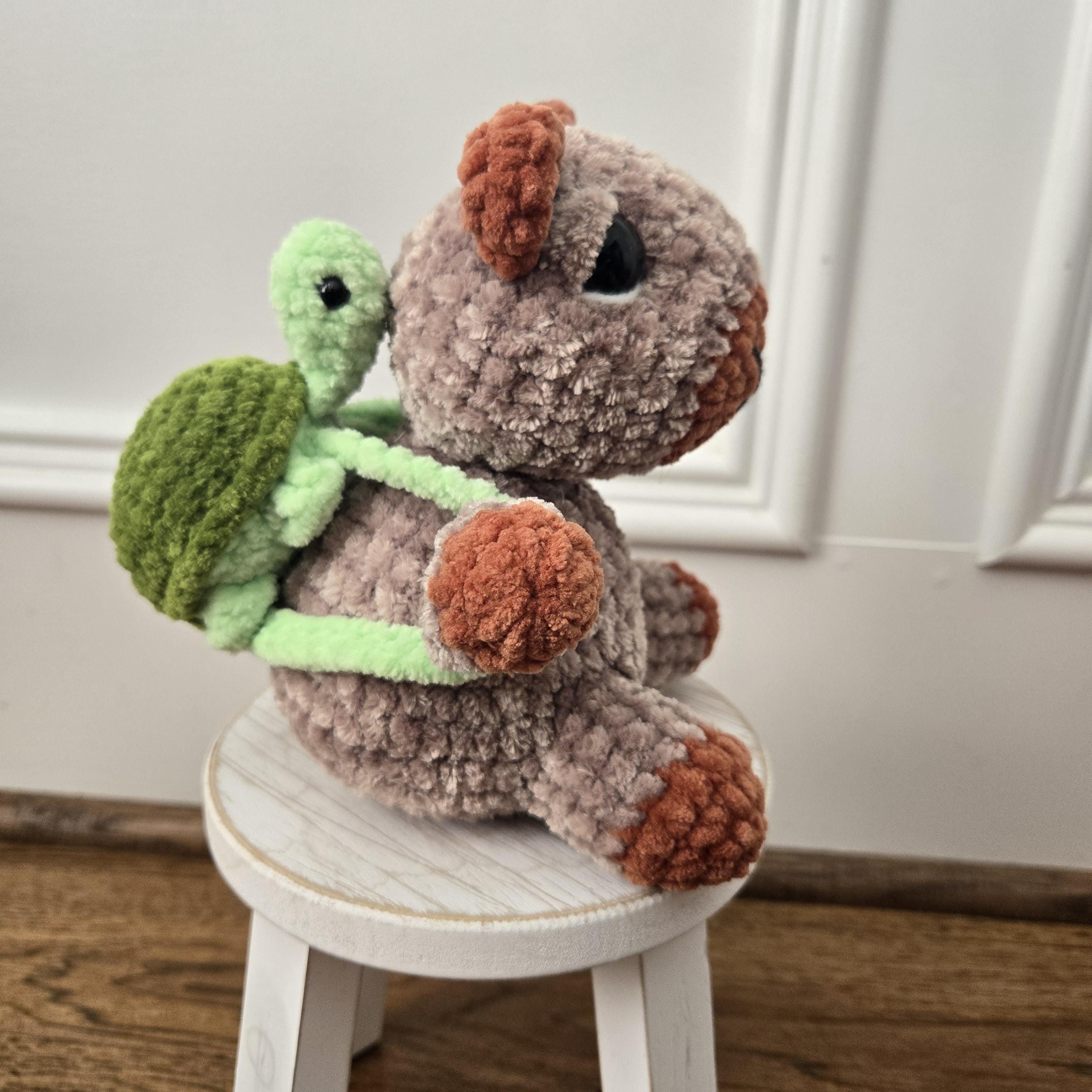 Crochet Capybara Plush – Handmade Weighted Amigurumi with Turtle Backpack, Cute Stuffed Animal Gift, 7” Plush Toy - Thumbnail 6