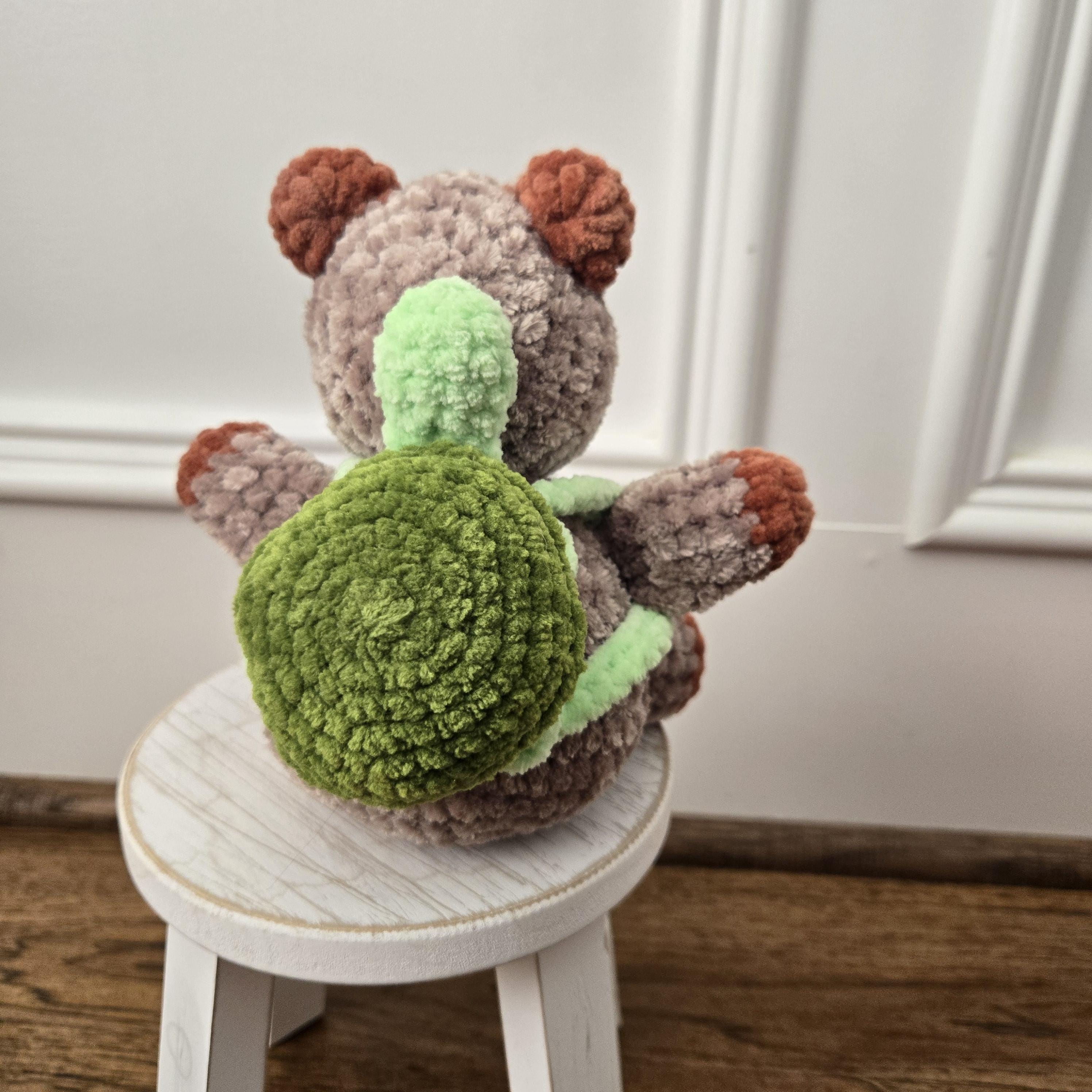 Crochet Capybara Plush – Handmade Weighted Amigurumi with Turtle Backpack, Cute Stuffed Animal Gift, 7” Plush Toy - Thumbnail 5