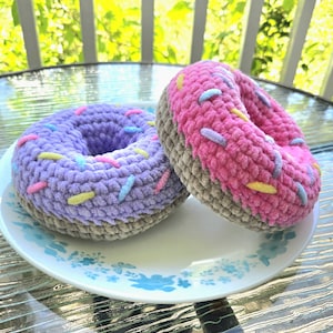 Crochet Doughnut Plush: Handmade Chenille Yarn Kawaii Food Toy