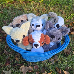 Crochet Dog Plush Handmade Puppy Stuffed Animal Custom Colors Floppy or Pointed Ears Cute Kawaii Amigurumi Gift