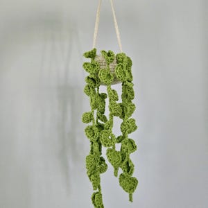 Gehaakte pluche hangende plant: hartbladranken, bohokamerdecor, handgemaakte amigurumi