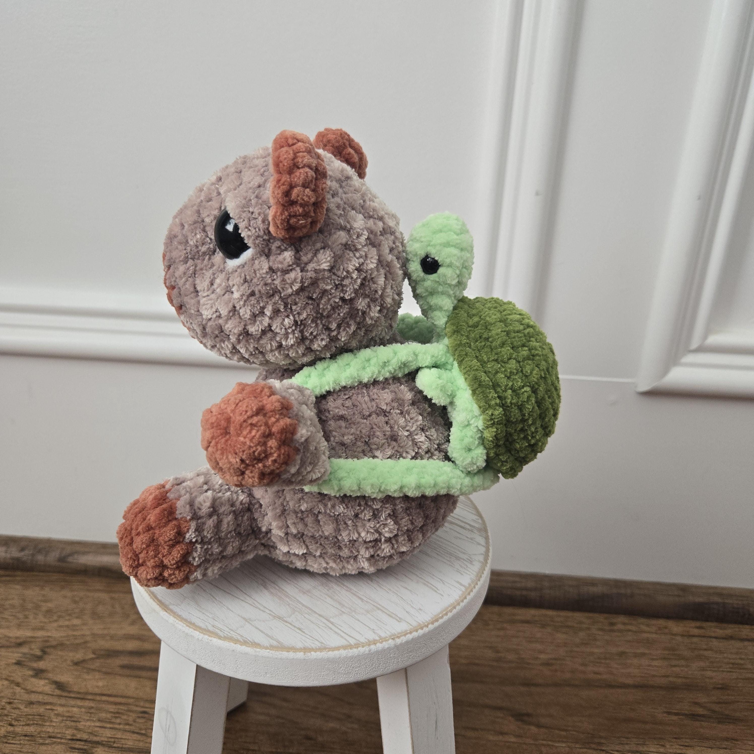 Crochet Capybara Plush – Handmade Weighted Amigurumi with Turtle Backpack, Cute Stuffed Animal Gift, 7” Plush Toy - Thumbnail 4