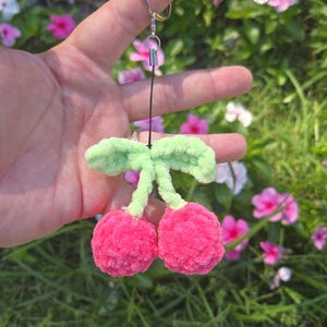 Crochet Cherry Keychain: Handmade Amigurumi Fruit Bag Charm