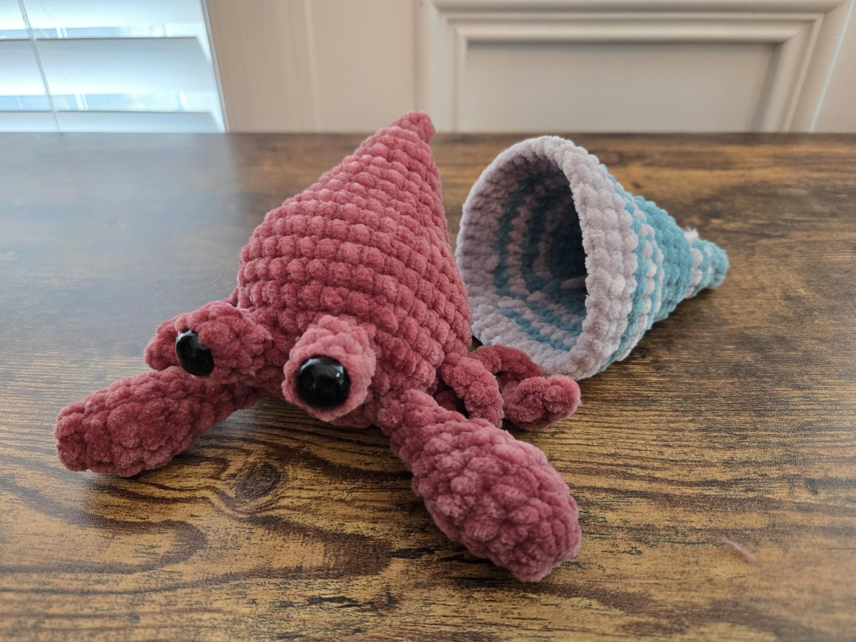 Crochet Hermit Crab Plush – Removable Shell Amigurumi – Handmade Sea Creature Plushie – Ocean Animal Toy – Cute Marine Gift - Thumbnail 7