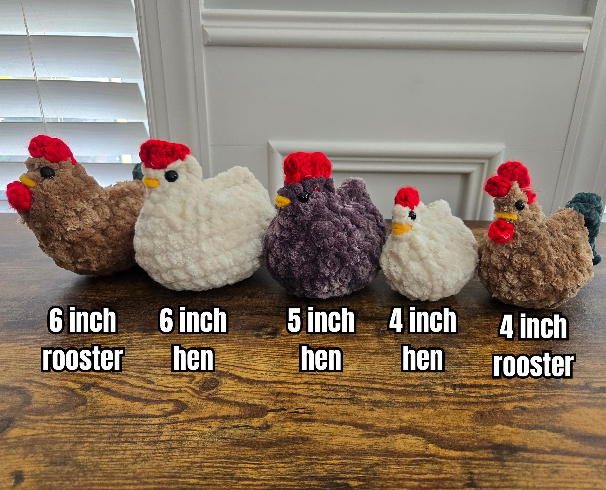 Crochet Chicken & Rooster Plushies – Handmade Farm Animal Toys – Cute Amigurumi Plush – Soft Stuffed Chicken – Great Gift for All Ages - Thumbnail 2