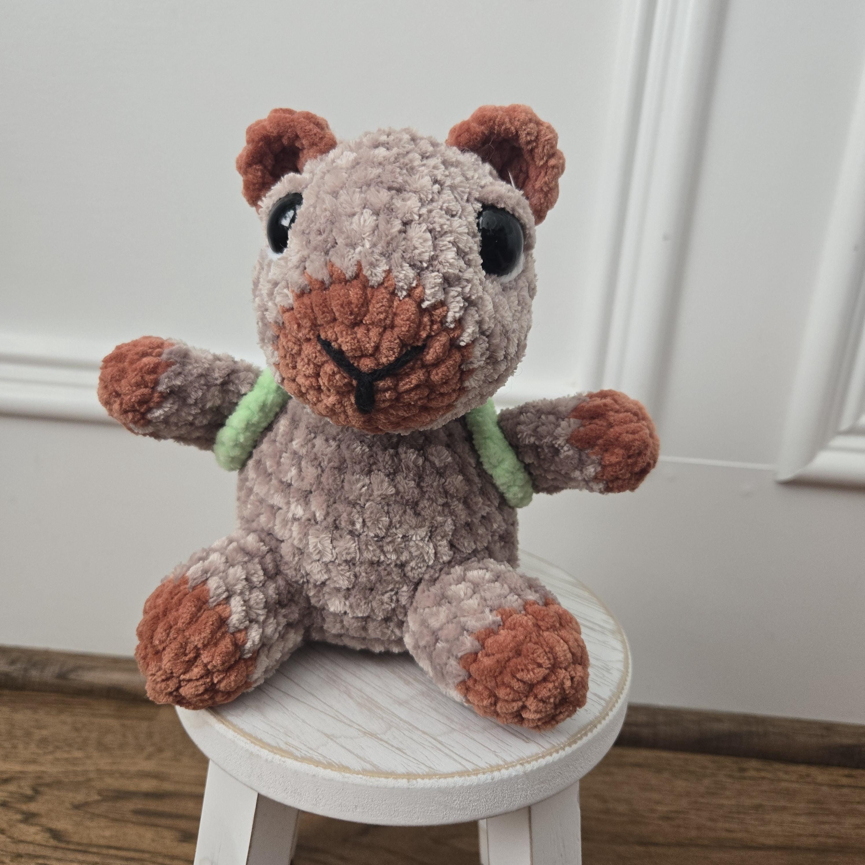 Crochet Capybara Plush – Handmade Weighted Amigurumi with Turtle Backpack, Cute Stuffed Animal Gift, 7” Plush Toy - Thumbnail 7