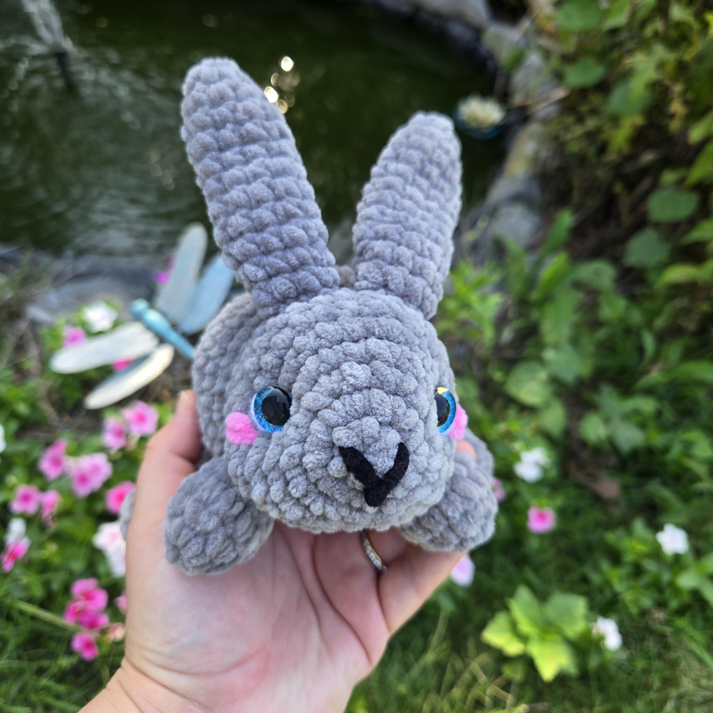 Gray Crochet Bunny Plush – Soft Chenille Rabbit Toy – Handmade Stuffed Animal – Cute Plush Bunny – Kawaii Gift for Bunny Lovers - Thumbnail 2