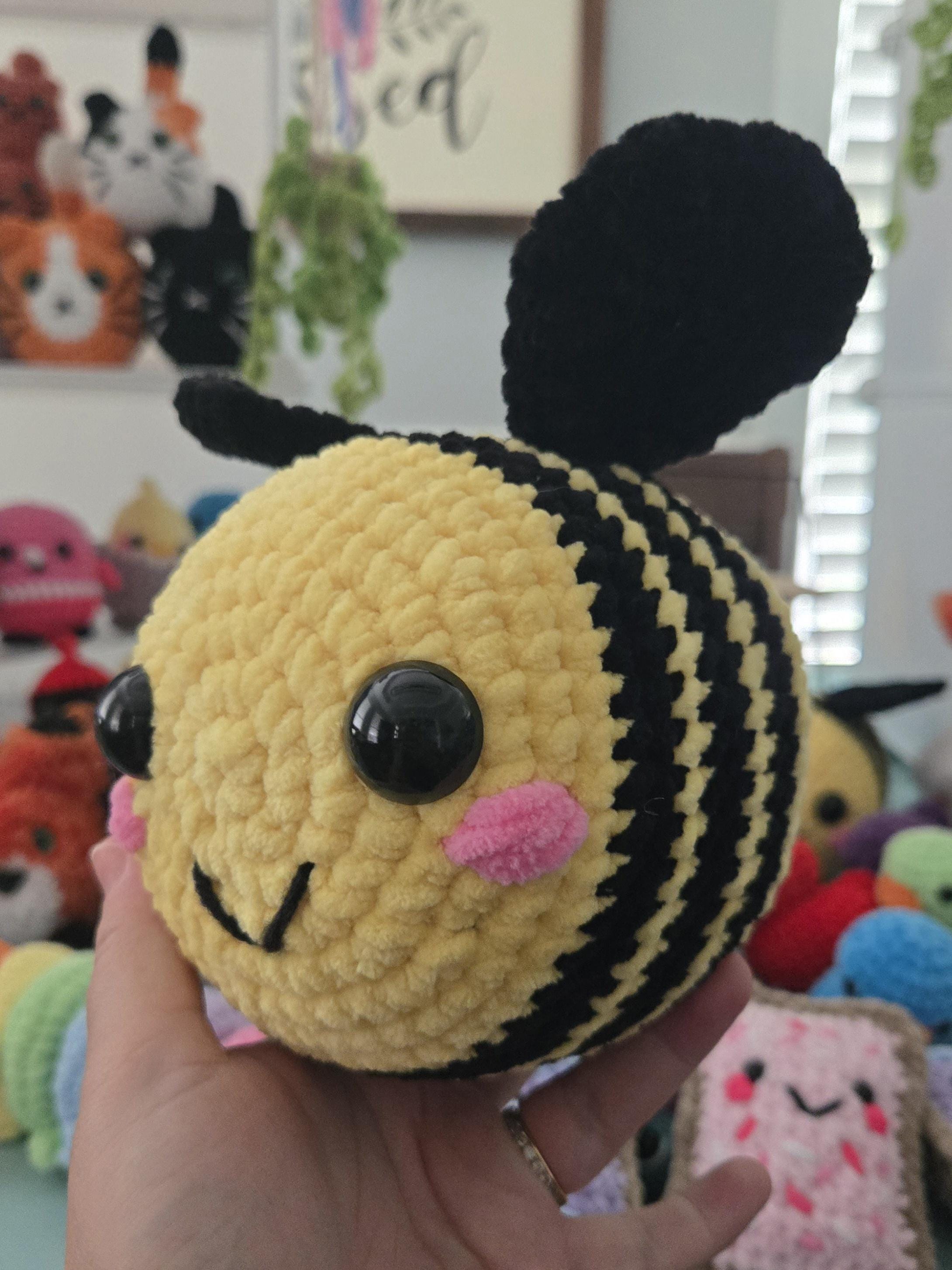 Big Crochet Bee Plush – Soft Chenille Bumblebee – Large Amigurumi Bee – Cute Bug Pillow – Bee Lover Gift – Handmade Plush Toy - Image 1