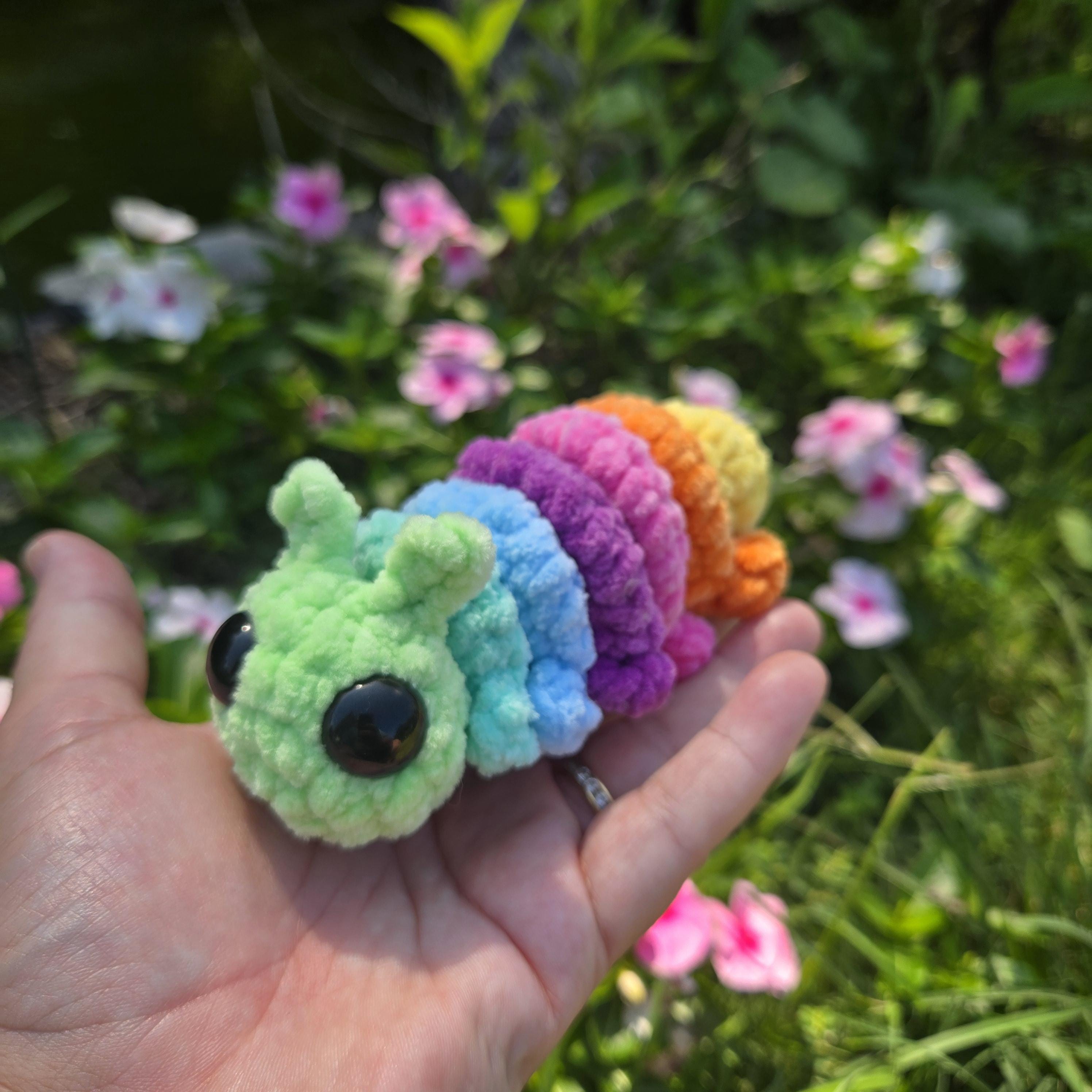 Crochet Caterpillar Fidget – Handmade Sensory Plush – Soft Fidget Toy – Wiggly Bug Plushie – Cute Stress Relief Gift for Kids & Adults, Smal - Image 1