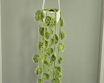 Crochet Hanging Plant Plush – Plush Houseplant – Soft Fake Plant – Kawaii Hanging Decor – Handmade Plant Toy – No Water Needed! - Long