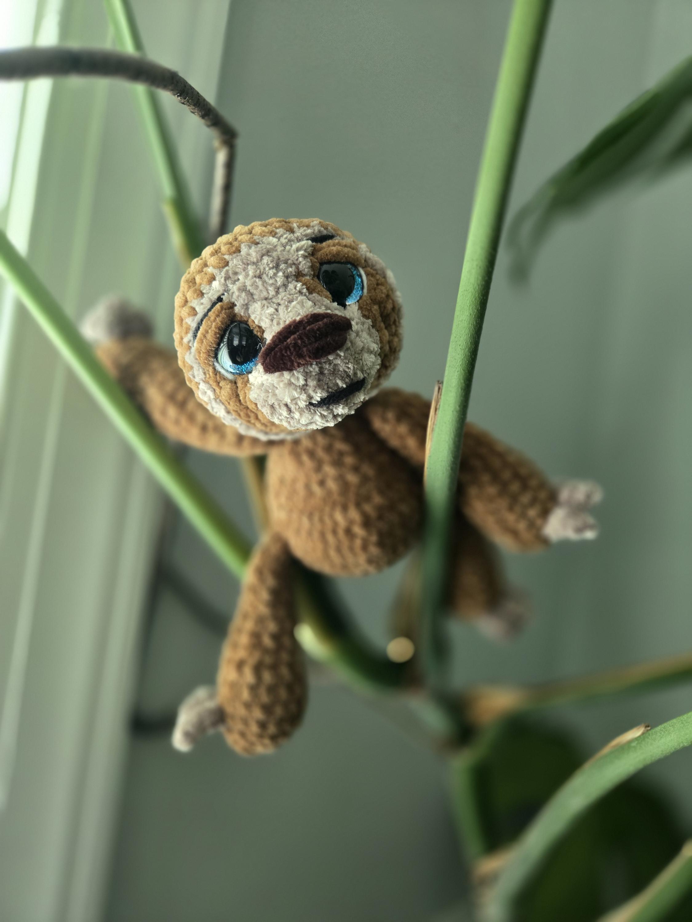 Crochet Sloth Plush – Chunky Plushie – Handmade Stuffed Sloth – Soft Animal Toy – Kawaii Plush – Slow and Snuggly – Gift for Sloth Lovers - Thumbnail 4