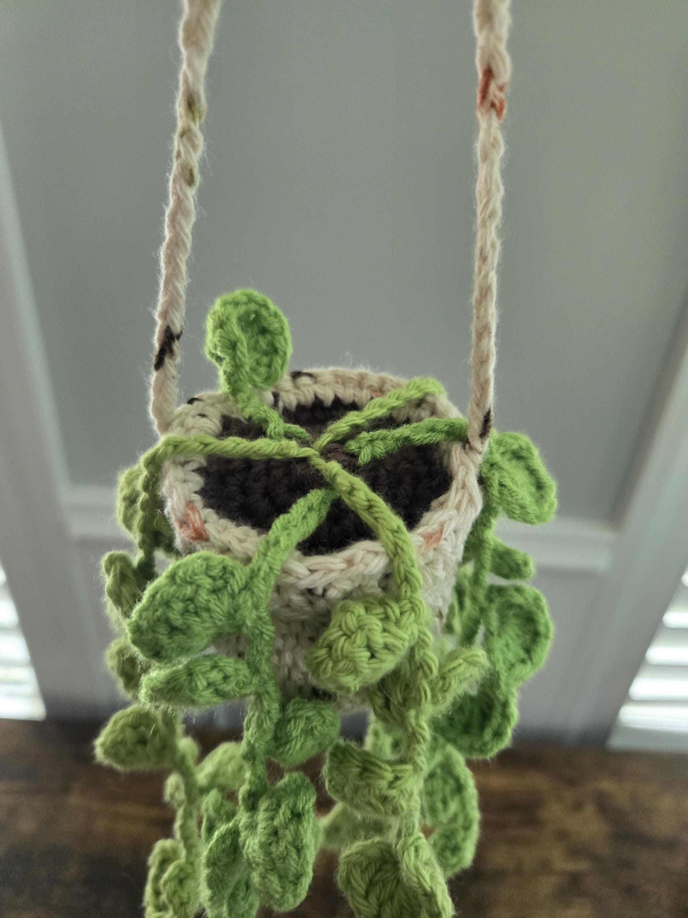 Crochet Hanging Plant Plush – Plush Houseplant – Soft Fake Plant – Kawaii Hanging Decor – Handmade Plant Toy – No Water Needed! - Short - Thumbnail 3