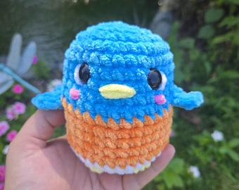 Crochet Bluebird Plush – Chunky Plushie – Handmade Bird Toy – Soft Bird Plush – Kawaii Plush – Woodland Decor – Gift for Bird Lovers
